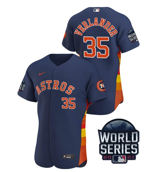 Men's Houston Astros #35 Justin Verlander 2021 White World Series Flex Base Stitched Baseball Jersey Men's Houston Astros #35 Justin Verlander 2021 White World Series Flex Base Stitched Baseball Jersey